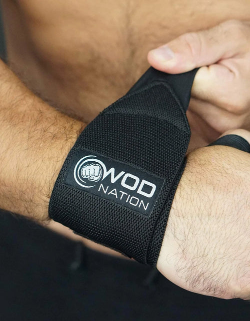 Load image into Gallery viewer, Professional Wrist Wraps &amp; Straps for Gym &amp; Weightlifting (12 Inch) - Weight Lifting Wrist Wraps &amp; Gym Wrist Straps Support for Optimal Powerlifting Performance for Women &amp; Men - Black
