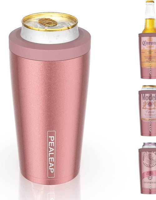Load image into Gallery viewer, 4 in 1 Insulated Slim Can Cooler for 12 OZ Cans and Beer Bottle - Keep 8 Hours Cold, Easy to Hold - Stainless Steel Can Holder, Double Walled Can Insulator for Hard Seltzer and More (Rose Gold)

