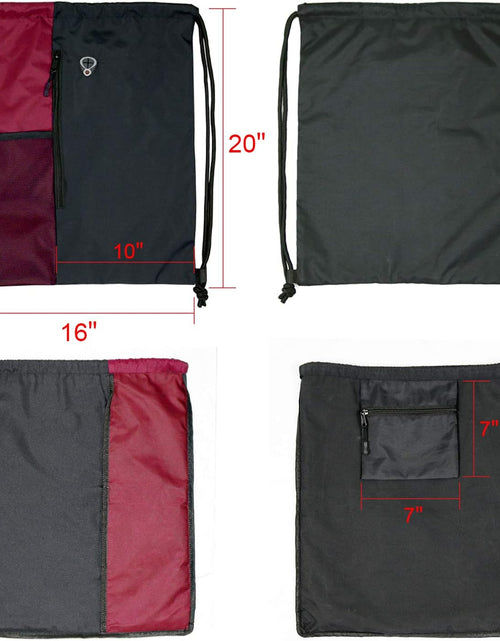 Load image into Gallery viewer, Drawstring Backpack Sports Gym Bag for Women Men Children Large Size with Zipper and Water Bottle Mesh Pockets
