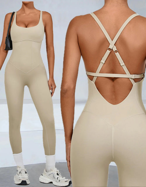 Load image into Gallery viewer, Adjustable Back Fitnes Women Bodysuits Corset Yoga Set Push up Gym One Piece Jumpsuit Workout Jumpsuit Female Active Wear XP274
