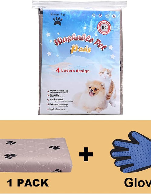Load image into Gallery viewer, Reusable Pee Pad + Free Puppy Grooming Gloves/Quilted, Fast Absorbing Machine Washable Dog Whelping Pad/Waterproof Puppy Training Pad/Housebreaking Absorption Pads
