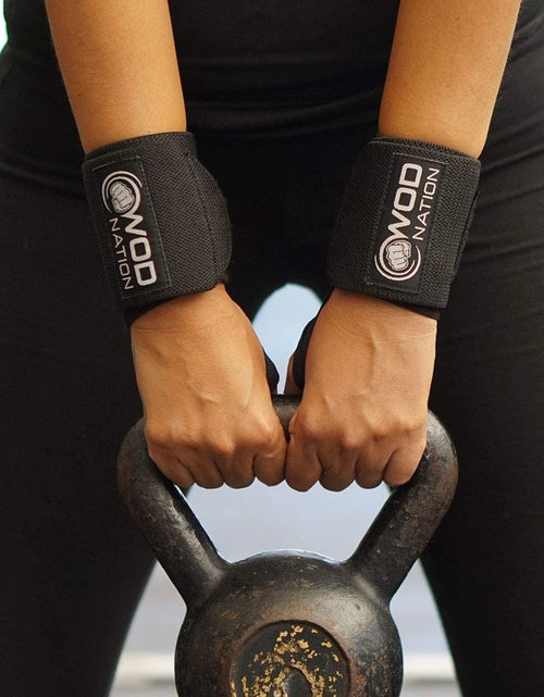 Load image into Gallery viewer, Professional Wrist Wraps &amp; Straps for Gym &amp; Weightlifting (12 Inch) - Weight Lifting Wrist Wraps &amp; Gym Wrist Straps Support for Optimal Powerlifting Performance for Women &amp; Men - Black
