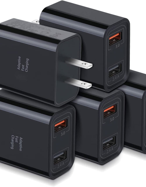 Load image into Gallery viewer, Quick Fast Charge 3.0 USB Wall Charger,  5 Pack 30W Dual USB Power Adapter (Fast Charge 3.0&amp;5V 2.4A) Adaptive Fast Charging Block Compatible Iphone 11 XS XR, Galaxy S10 S9,Note 10-Black
