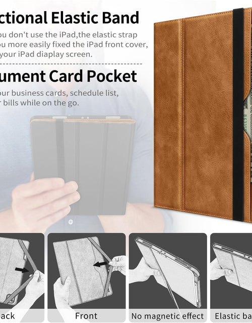 Load image into Gallery viewer, HOLIMET Ipad Pro 12.9 Case 2022 6Th/5Th/4Th/3Rd Generation Case 2021 2020 2018 with Pencil Holder Pocket Strap Folio Stand Cover Soft TPU Back Shockproof, Auto Sleep/Wake,Vegan Leather
